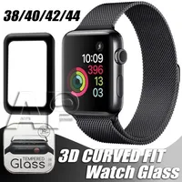 Skärmfilmer för Apple Watch 5 3D Full Cover Tempered Glass Protector 40mm 42mm 38mm 44mm Anti-Scratch Bubble Free Iwatch Series 2 3 4
