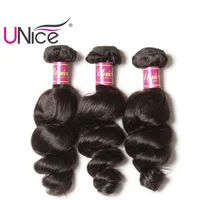 UNice Hair Wholesale Virgin Brazilian 3 Bundles Extensiones de Cabello Humano de Onda Suelta Peruvian Indian Malaysian Hair Teje Curl Agradable Precio a Granel