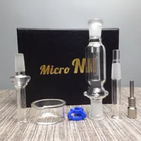 Micro NC 10mm Nector Collector Mini Small Nector Collectors Kit med Titan Nail Glass Tips Dabber Reclaim Straw Box NC01-10