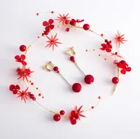 Sombrero nupcial 2018 nuevo gorro de pelo rojo, conjunto dulce de cintas para el pelo, accesorios de boda