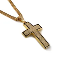 Grande Bling Cross 3D Hip Hop Iced Out Ciondolo religioso Franco Catena Catena 35.4 "Gold Argento Placcato per gli uomini Donne Gioielli Modo regalo