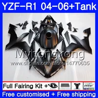 Mat siyah parlak Vücut + Tank YAMAHA YZF R 1 YZF-1000 YZF 1000 YZFR1 04 05 06 232HM.16 YZF1000 YZF-R1 04 06 YZF R1 2004 2005 2006 Fairing