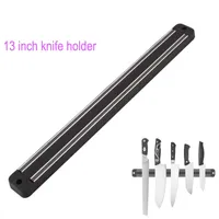 Porte-couteau magnétique de haute qualité 13 pouces montage mural noir ABS Porte-couteau à blocs en plastique pour couteau en métal