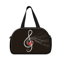 Top-Qualität Leinwand Messenger Duffle Bag für Reisen musikalische Note Handgepäck Reisen Umhängetaschen mit Schuhen Pocket Studenten Gym Duffel