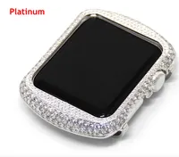 Voor Apple Watch Series 1 2 3 Rhinestone Diamond Case Handgemaakte Zirkoon Crystal Bezel Electroplating Gold Watch Cover 38mm 42mm