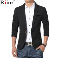 Wholesale-Riinr New Arrival  Men Blazer New Spring Fashion  High Quality Cotton Slim Fit Men Suit Terno Masculino Blazers Men