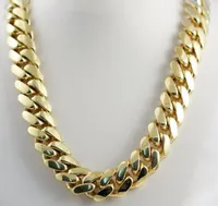 14k желтого золота гальваническим мужские Тяжелый Майами кубинский цепи ожерелье 24" 14мм