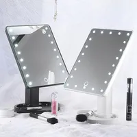 Justerbar 16/22 LED-lampor upplysta Makeup Mirror Touch Screen Portable Förstoring Vanity Tabletop Lampa Kosmetisk spegel Make Up Tool
