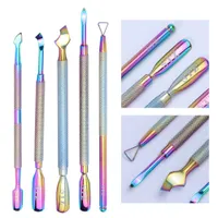 1 pcs Chameleon Double End Nail Art Pusher UV Gel Polonês Dead Skin Removedor Manicure Cortador Colher Cuticle Tool