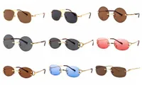 Markenstern Stil Mode Männer Sonnenbrille Frauen Randlose Rahmen Metall Holzbeine Sonnenbrille Vintage Outdoor Brillen Oculos de Sol