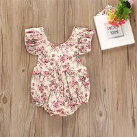 Yaz Yenidoğan Bebek Kız Giysileri 2018 Backless Çiçek Ruffles Kollu Romper Tulum Bebek Vücut Elbise Sunsuit Bebek Yürüyor Kızlar Giyim