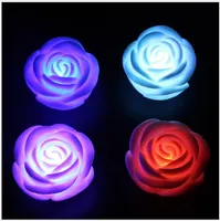 Hurtownie Siedem Kolor Zmienna LED Rose Night Lights Lampa Boże Narodzenie Party Wedding Flash Toys Home Decoration Lights
