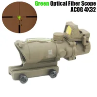 Tactical Trijicon ACOG 4x32 Fiber Source Green Optical Fiber Riflescope With RMR Micro Red Dot Sight Marked Version Black/Dark Earth