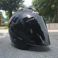 Motocicleta negra Media casco deportivo al aire libre hombres y mujeres Motocicleta Casco Casco Abra Face Dot Aprobado