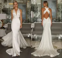vintage grec déesse plage robes de mariée sirène 2018 sexy plus la taille dos nu doux bohème vacances robe de mariée pas cher