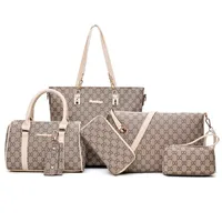 Pink sugao women handbags lattice 6pcs/set handbag fashion clutch handbags tote bag cross body bag women messenger shoulder bag wallet