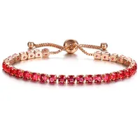 10 färger Luxury Rose Gold Color Chain Link Armband för Kvinnor Ladies Glänsande Crystal Push Pull Bracelet Smycken Gift