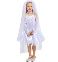 Halloween party girl kostym gothic vampyr spöke brud kostymer för barn vit zombie klänning cosplay barn rolig klänning