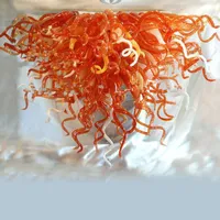 Kleurrijke hand geblazen glas oranje paarse kroonluchters lighti moderne kristal murano glas ontwerp chihuly stijl ketting kroonluchter hanglampen