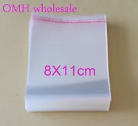 OMH atacado 200 pcs 8x11 cm camada Dupla OPP adesivos autoadesivo claro PP sacos de plástico para Embalagem de Jóias PJ369-3