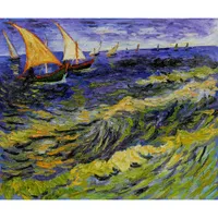 Berömd målning av Vincent Van Goghseascape på Saintes Maries de la Mer konstverk Impressionistisk konst handgjord gåva