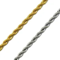 (TN-0005) 50/60/70 cm Length 316L Titanium steel Long Rope ( 3 mm width ) Necklaces for Men No Fade Gold / White