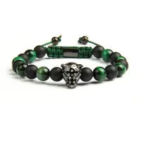 Nouveau 1 pcs Vente chaude bijoux bijoux de pierre naturelle Perles de pierre micro pavée léopard macrame bracelets vert pour hommes rose pour femmes