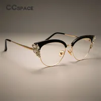 CCSpace Gorgeous Ladies Cat Eye Eye Shiny Strass Glasses Cornici per le donne Brand Designer Eyewear Occhiali ottici 45120