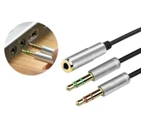 2017 Universal 35 cm 3.5mm Stéréo Audio Mâle à 2 Femelle Casque Mic Y Splitter Câble Adaptateur Connecteur pour Téléphone Mobile