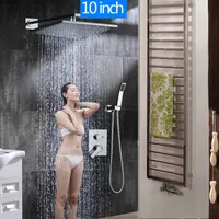Nuevas llegadas de lujo sistema de ducha de baño Square montado en la pared grifos de ducha de lluvia / inyecciones de aire Showerhead Set / ducha de mano de latón