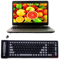 Teclado de teclado suave portátil 107 teclado de silicona inalámbrico USB enrolle hacia arriba flexible impermeable plegable bolsillo tipo teclado para PC tabletas portátiles