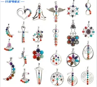 Natural 7 coloridas perlas de piedra Reiki Chakra Punto de curación Punto del encanto para el collar de cristal Joyas 23 Estilos para elegir