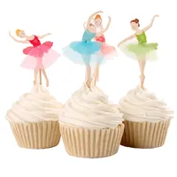 Yeni Zarif Balerin Cupcake Topper Dancer Kek Topper Kek Aksesuar Kız Doğum Günü Partisi Malzemeleri 120 adet / grup