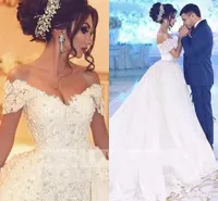 Luxe Arabische trouwjurken met afneembare rok appliques kralen parels Dubai trouwjurk plus size bruidsjurken gewaad de Mariee