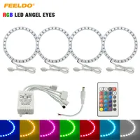 FEELDO Car RGB Multi-Color LED Angel Eyes Halo Ring Light Kit Wireless Remote Control For Lada VAZ 2110 2112 #1128