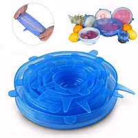 1 Set Silicone Stretch Suction Pot Lids 6pcs/set Kitchen Tools Accessories 100% Food-grade Food Wrapper Fresh Keeping Wrap Seal Lid Pan Cover