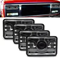 4pcs 4&quot;x6&quot; Inch Square LED Headlights Sealed Beam H4651 H4652 H4656 H4666 H6545 - HID Replacement 6000K Rectangular Super White Light -
