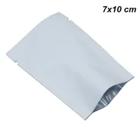 200 unids / lote Blanco 7x10 cm Papel de aluminio Mylar Open Top Bags Bolsas de muestra de sellado térmico al vacío Bolsos de papel Mylar para café en polvo
