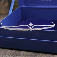 أغطية الرأس الزفاف Tiaras Royal Crowns with Zirconia Bridal Jewelry Girls Prom Prom Party Performance Accessories Crystal Wedding #BW-JS017