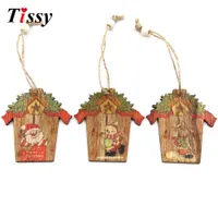 9stryckt Mini House Christmas Wood Pendants Xmas Tree Ornaments DIY Wood Crafts Home Christmas Party Decoration Kids Gift