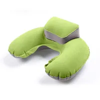 2017 Portable Travel Pillow Inflatable Neck Pillow U Shape Blow Up Neck Cushion PVC Flocking Pillow för bil flygresor