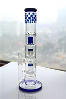 Blue Bong Solid Base Glass Bongs with Birdcage Perc Bubblers Water Pipe Straight Tube Bong 18mm joint