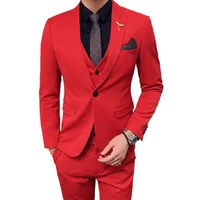 Mens Wedding Suits 2019 Red Suits Mens Oranje Pak Heren Royal Blue Party DJ Stage Costume Terno Slim Fit White Tuxedo