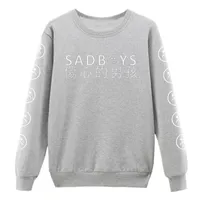 Vsenfo Sad Faces Sweatshirt Frauen Lustige Emoticon Ärmel Gedruckt Tumblr Sad Boys Hoodies Harajuku Trainingsanzug Kleidung Jumper Sweatshirts