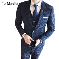 La maxpa (giacca + pantaloni + giubbotto) moda marca maschio cantante uomo vestito primavera vestito casual slim fit groom festa festa da sposa abito abito
