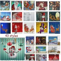 クリスマスの装飾シャワーカーテンサンタクローススノーマンエルク防水3 dプリントバスルームシャワーカーテン12個のフックの家の装飾