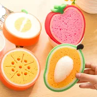 Fruit Shape Microfiber Sponge Scouring Pad Cleaning Cloth Dish Washing Remove Stains Sponge Kitchen Organizer Tools