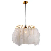 White feather pendant light bedroom restaurant princess boys and girls room chandelier creative personality Nordic simple warm pendant lamp