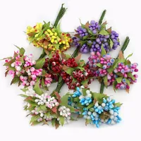 10 adet / grup Mini Berry Ercik Yapay çiçek Düğün için karalama defteri Dekorasyon DIY çelenkler zanaat Sahte Çiçekler Yeni varış