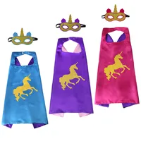 Unicorn Capes and mask sets cartoon cosplay Costumes unicorn cape+mask 2pcs set Halloween cape mask for Kids 70*70CM C3735